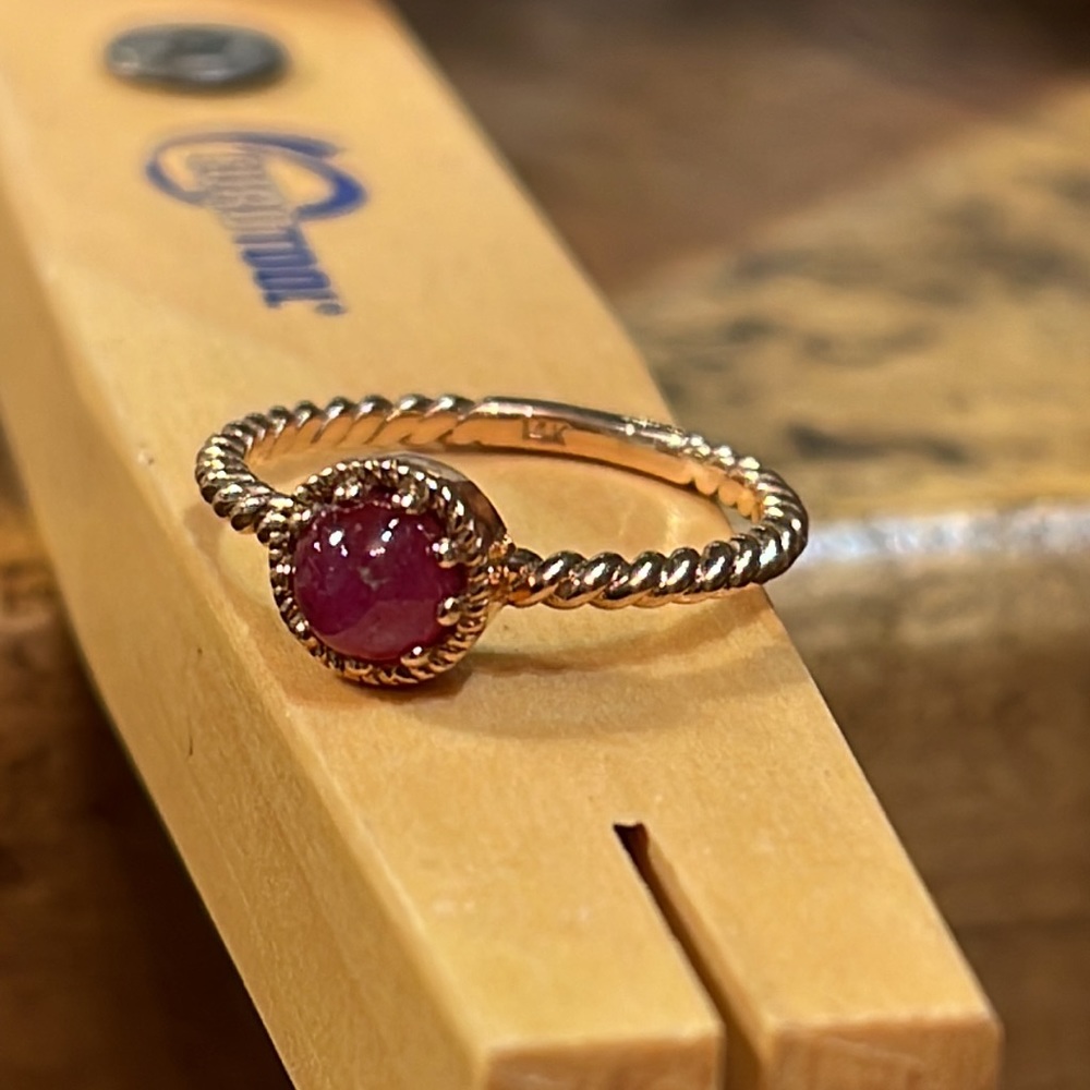 14k Rose Gold Cabochon Ruby Ring - image 4